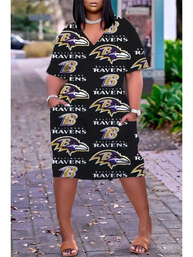 Baltimore Ravens V-neck Casual Pocket Dress Limited Edition AZBTVCPD000176