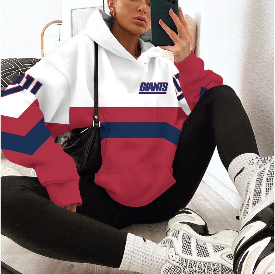 New York Giants Printed Hooded Pocket Pullover Hoodie AZBTPH000023