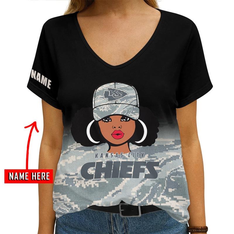 Kansas City Chiefs Personalized V-neck Women T-shirt AGCWTS629