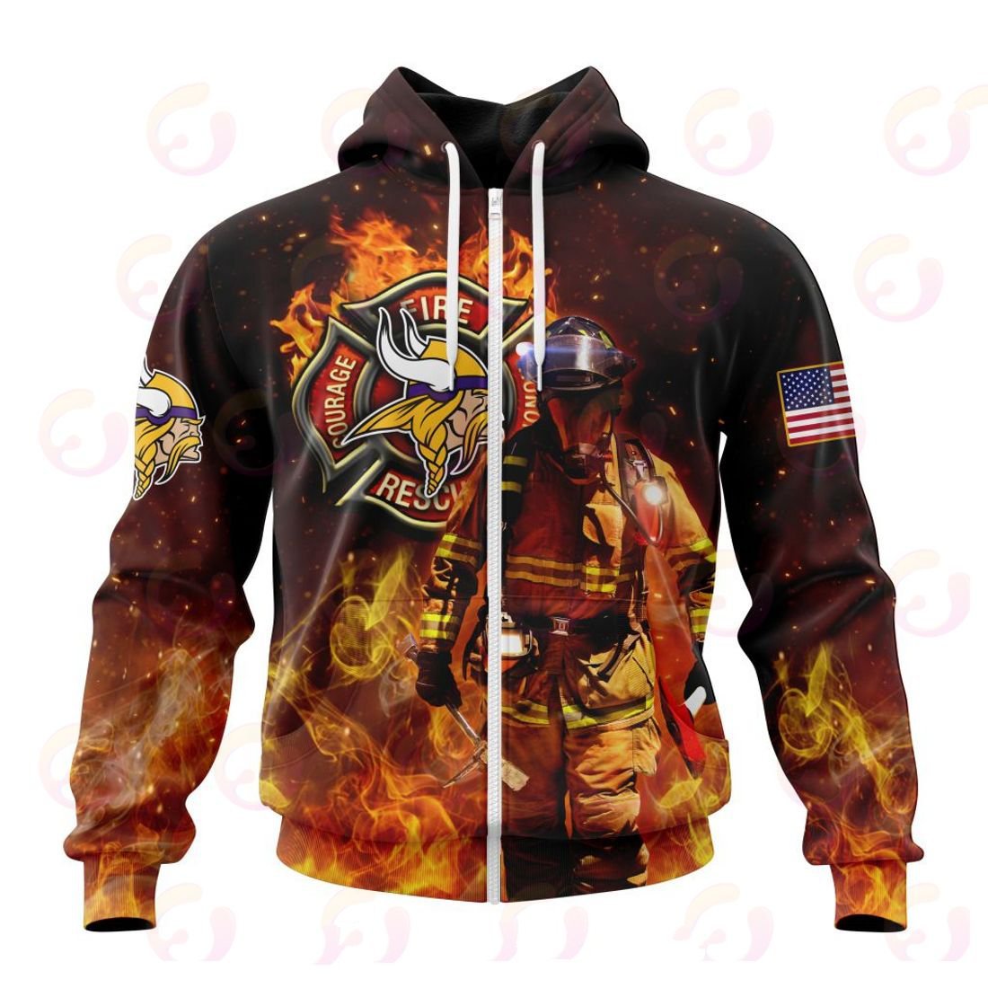 Minnesota Vikings Honor Firefighters – First Responders All Over Printed T-shirt Sweatshirt Hoodie AZCHD844