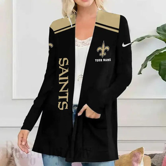 New Orleans Saints Women Patch Pocket Cardigan BT139
