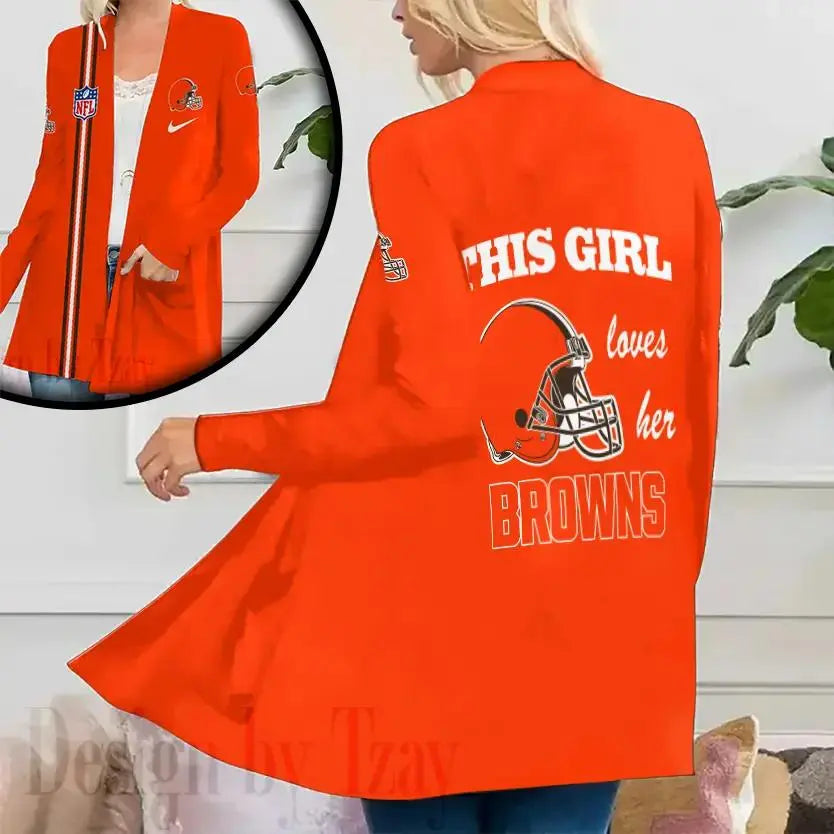Cleveland Browns Women Patch Pocket Cardigan BT045