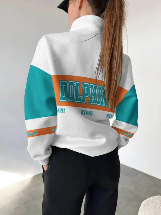 Miami Dolphins Casual Colorful Stand Collar Sweatshirt AZBTSCSW000234