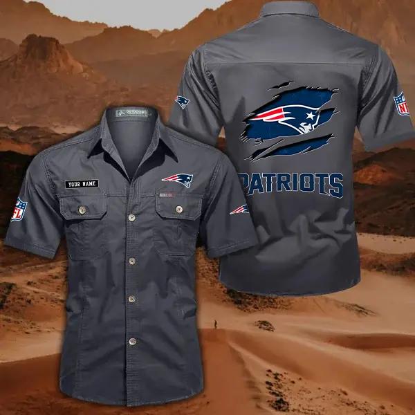 New England Patriots Men’s Short Sleeve Cargo Shirts New 2025 AZBT2DCGS000022