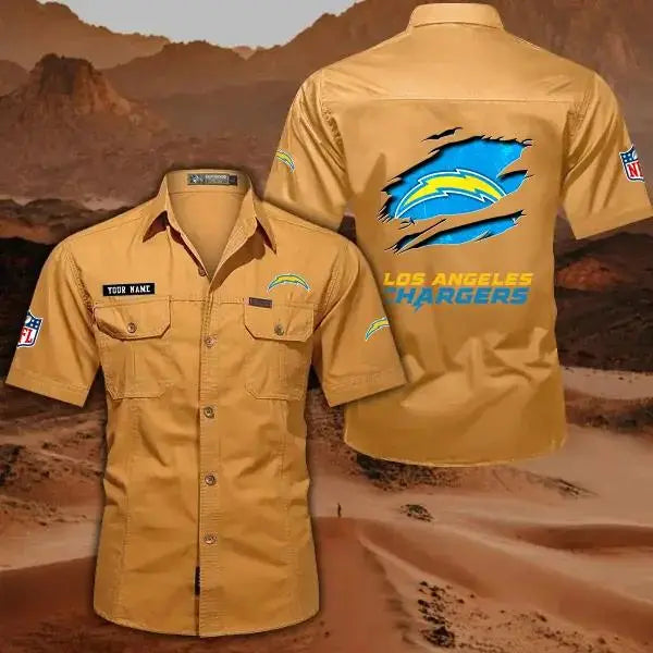 Los Angeles Chargers Men’s Short Sleeve Cargo Shirts New 2025 AZBT2DCGS000018