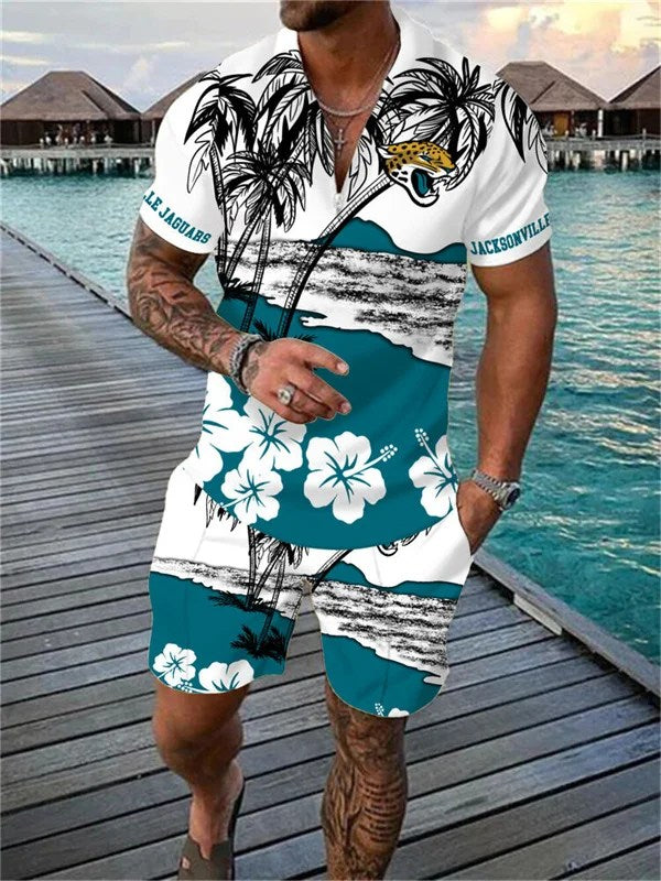 Jacksonville Jaguars Zip Polo Shirt And Shorts Men AZPLZ290