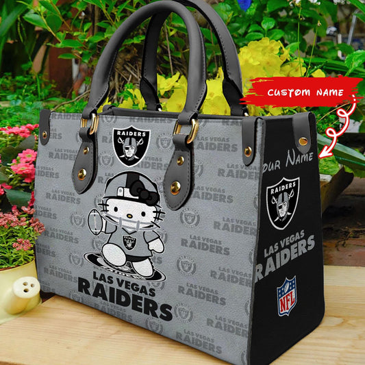 Las Vegas Raiders Kitty Personalized Leather Hand Bag BBLTHB890