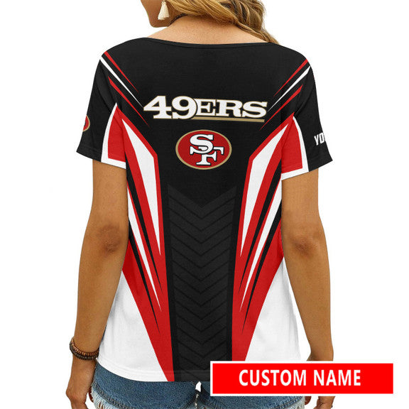 San Francisco 49ers Personalized V-neck Women T-shirt AGCWTS519