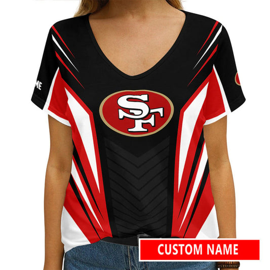 San Francisco 49ers Personalized V-neck Women T-shirt AGCWTS519