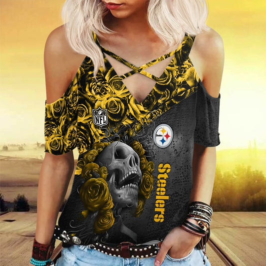 Pittsburgh Steelers Miss Hollow Out Blouse Shirt BGMHS042