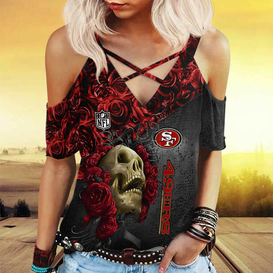 San Francisco 49ers Miss Hollow Out Blouse Shirt BGMHS037