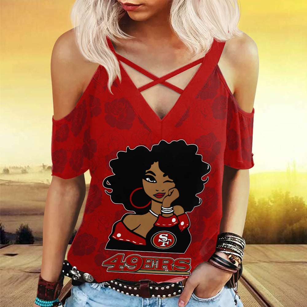 San Francisco 49ers Miss Hollow Out Blouse Shirt BGMHS036