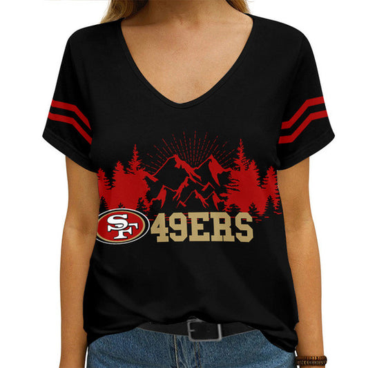 San Francisco 49ers V-neck Women T-shirt AGCWTS543