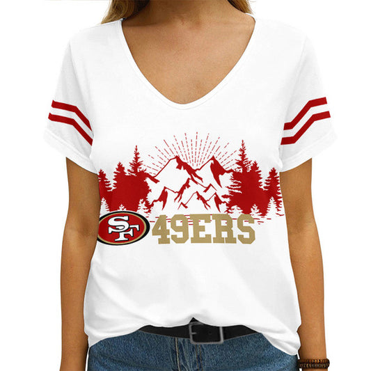 San Francisco 49ers V-neck Women T-shirt AGCWTS542
