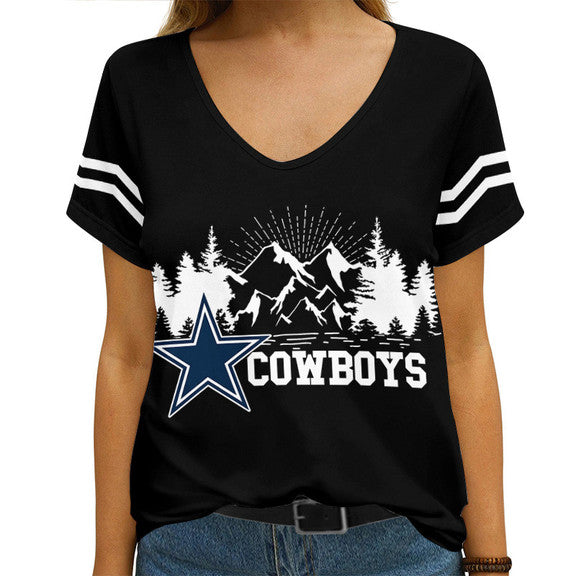 Dallas Cowboys V-neck Women T-shirt AGCWTS535