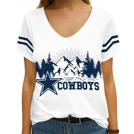 Dallas Cowboys V-neck Women T-shirt AGCWTS534