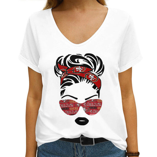 San Francisco 49ers V-neck Women T-shirt AGCWTS547