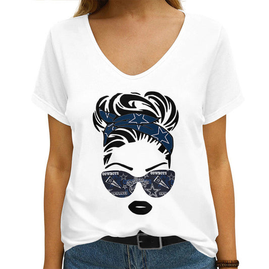 Dallas Cowboys V-neck Women T-shirt AGCWTS546
