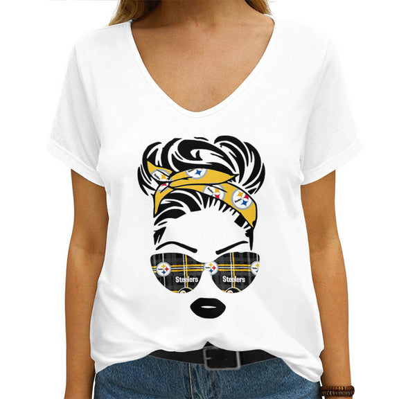 Pittsburgh Steelers V-neck Women T-shirt AGCWTS544