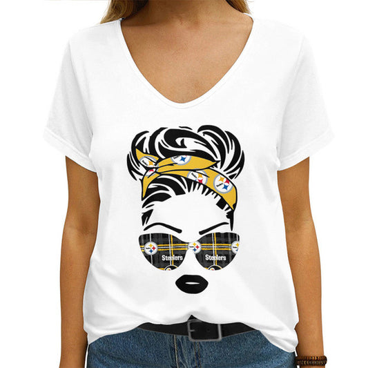 Pittsburgh Steelers V-neck Women T-shirt AGCWTS544