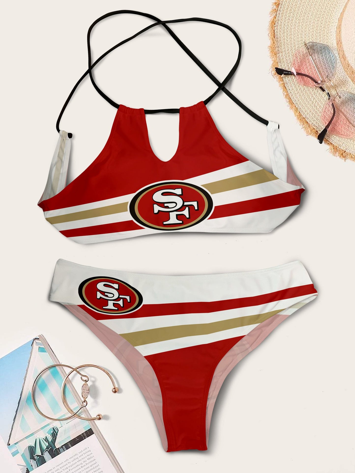 San Francisco 49ers Women’s Cami Keyhole One-piece Swimsuit BG84