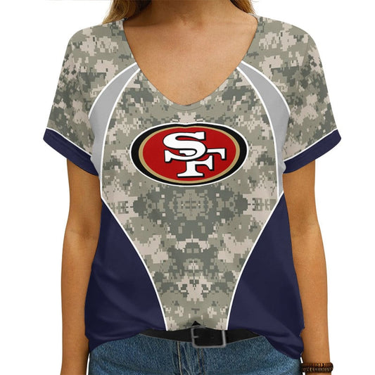 San Francisco 49ers Personalized V-neck Women T-shirt AGCWTS558