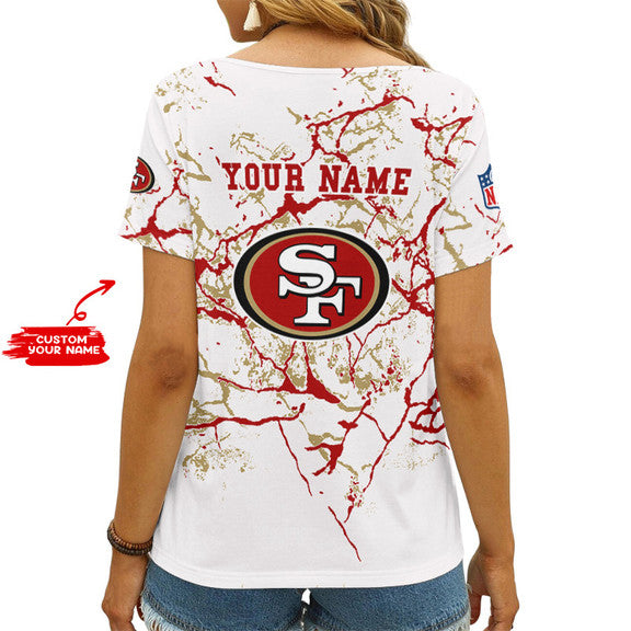 San Francisco 49ers Personalized V-neck Women T-shirt AGCWTS562