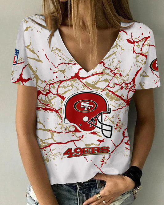 San Francisco 49ers Personalized V-neck Women T-shirt AGCWTS562