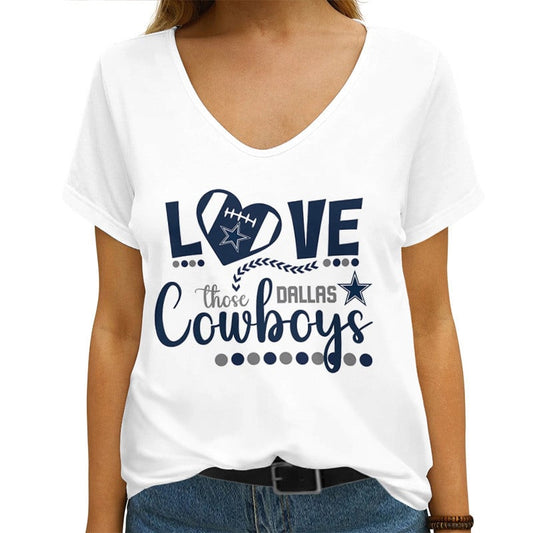 Dallas Cowboys V-neck Women T-shirt AGCWTS594