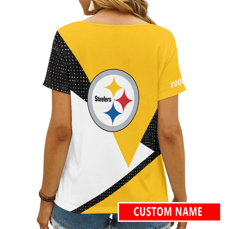 Pittsburgh Steelers Personalized V-neck Women T-shirt AGCWTS600