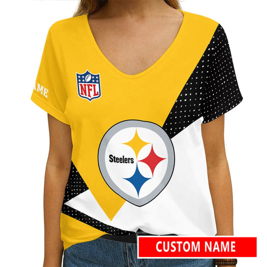 Pittsburgh Steelers Personalized V-neck Women T-shirt AGCWTS600