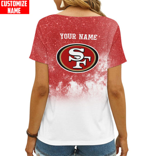 San Francisco 49ers Personalized V-neck Women T-shirt AGCWTS603