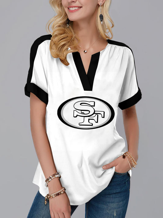 San Francisco 49ers Fashion Short Sleeve V-Neck Shirt AZSSV189