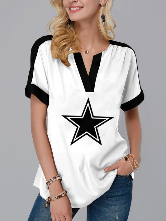 Dallas Cowboys Fashion Short Sleeve V-Neck Shirt AZSSV192