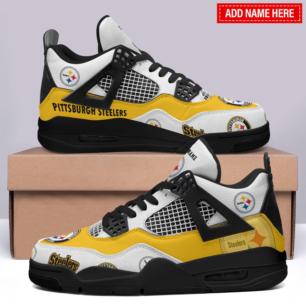 Pittsburgh Steelers Personalized AJ4 Sneaker BGAJ4S358