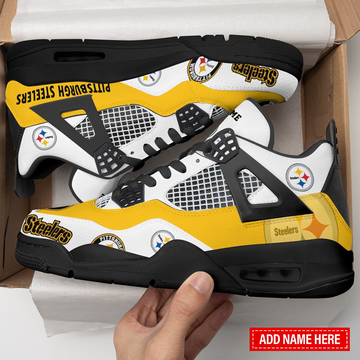 Pittsburgh Steelers Personalized AJ4 Sneaker BGAJ4S358