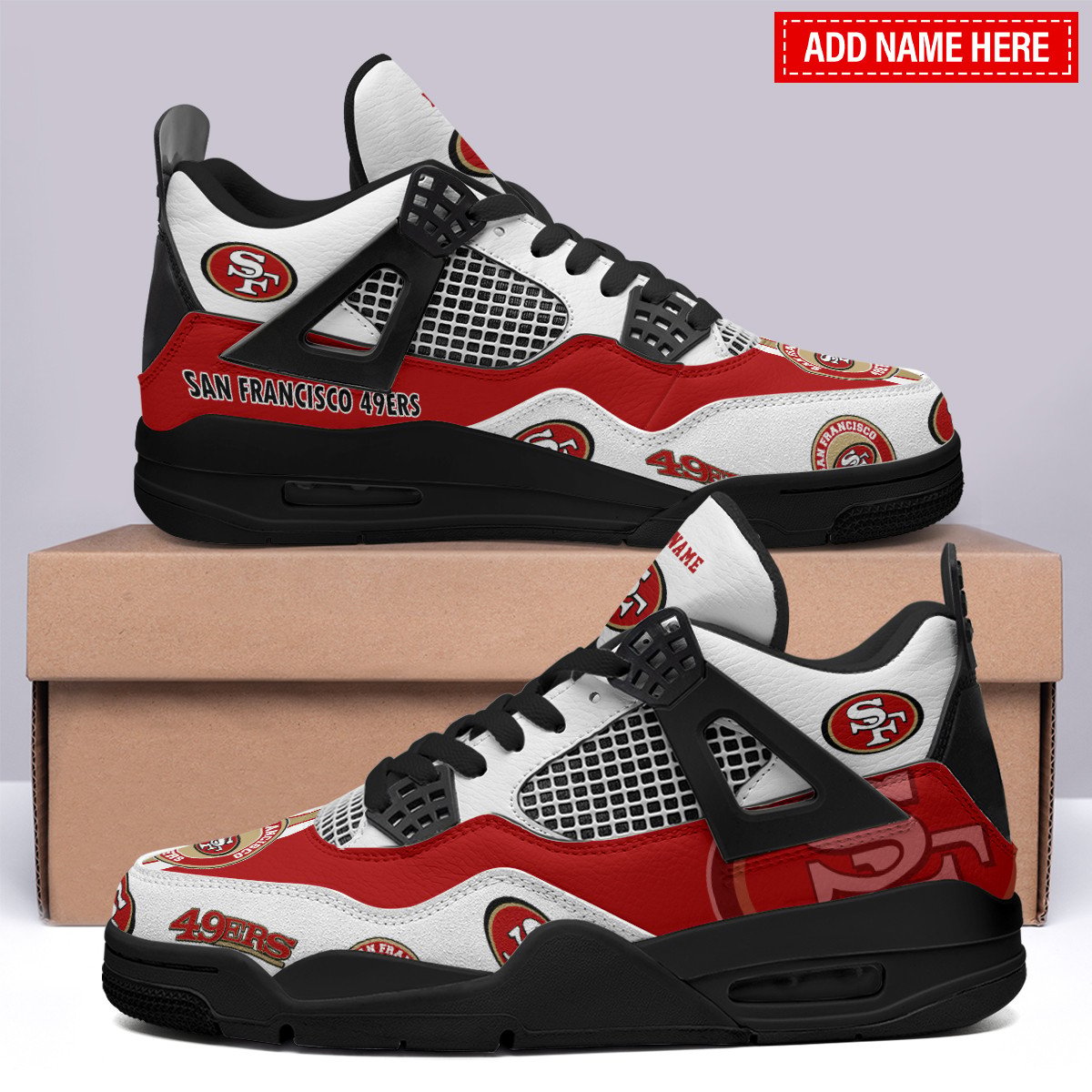 San Francisco 49ers Personalized AJ4 Sneaker BGAJ4S355