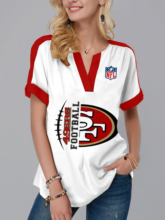 San Francisco 49ers Fashion Short Sleeve V-Neck Shirt AZSSV211