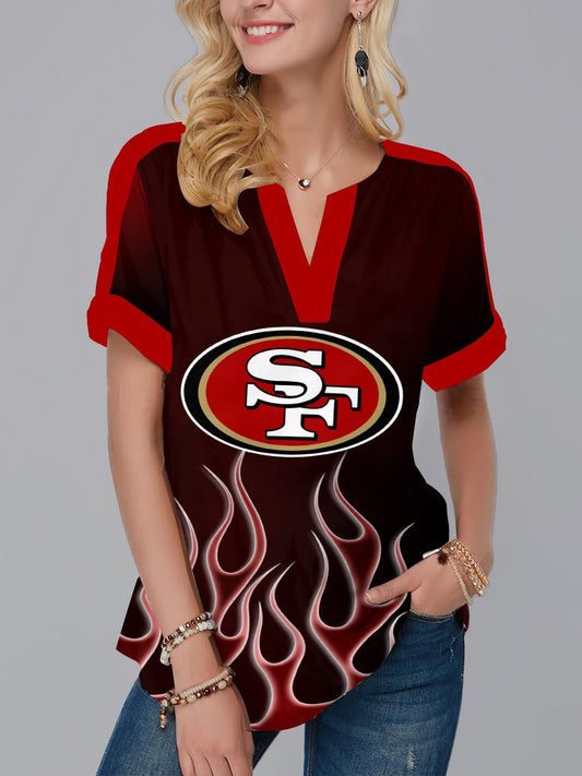 San Francisco 49ers Fashion Short Sleeve V-Neck Shirt AZSSV231