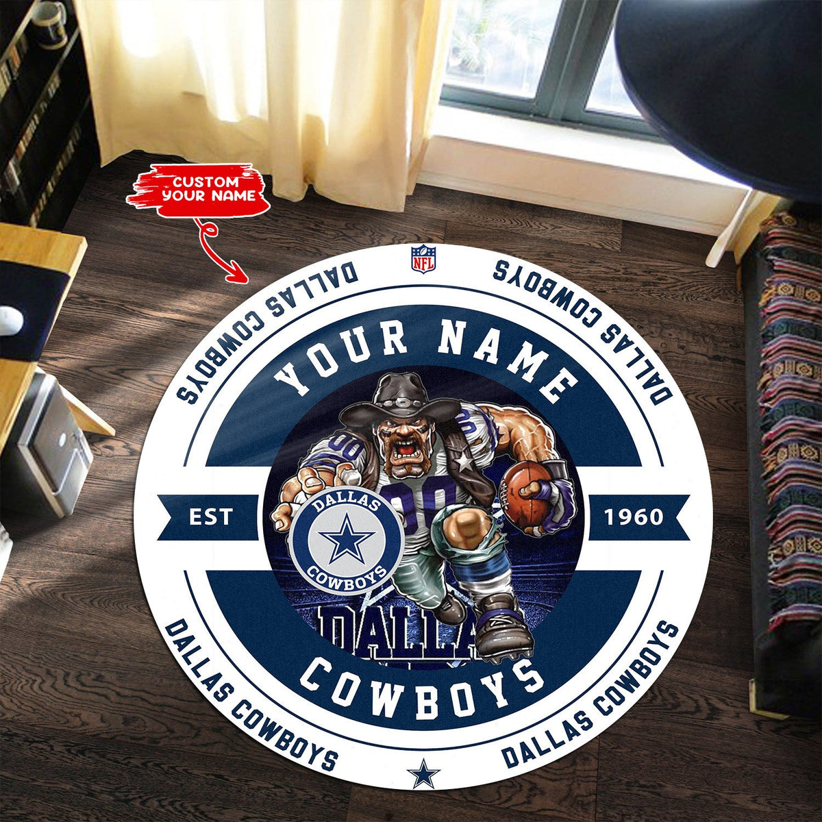 Dallas Cowboys Personalized Round Rug 98RRUG245