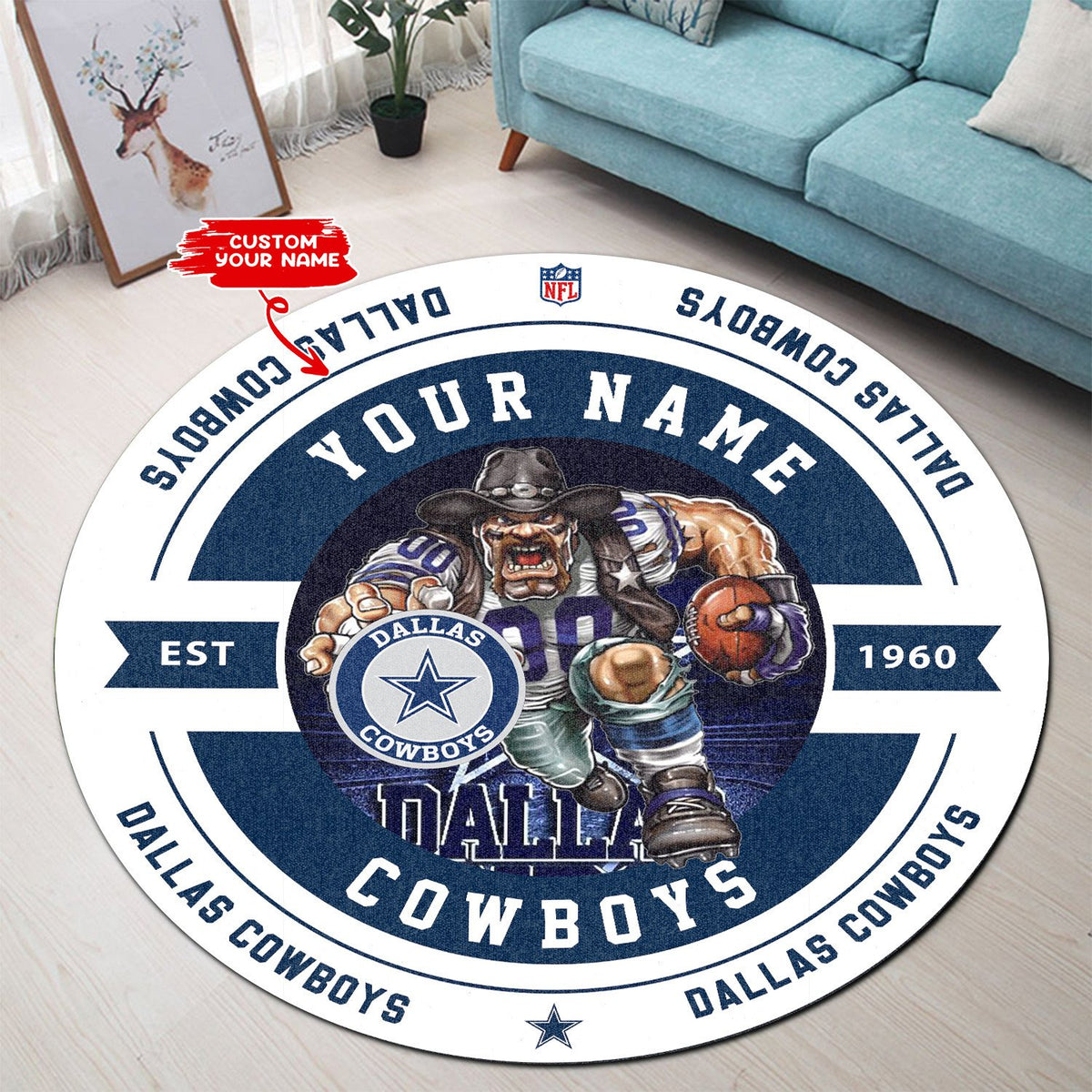 Dallas Cowboys Personalized Round Rug 98RRUG245