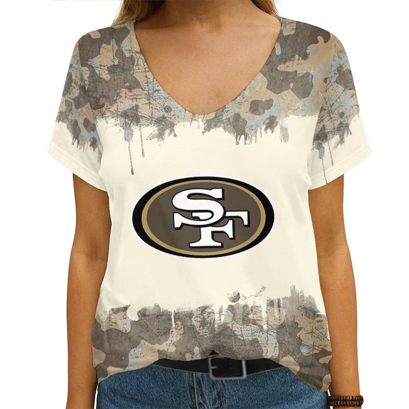 San Francisco 49ers V-neck Women T-shirt AGCWTS627
