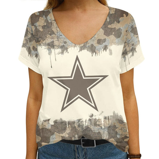 Dallas Cowboys V-neck Women T-shirt AGCWTS624