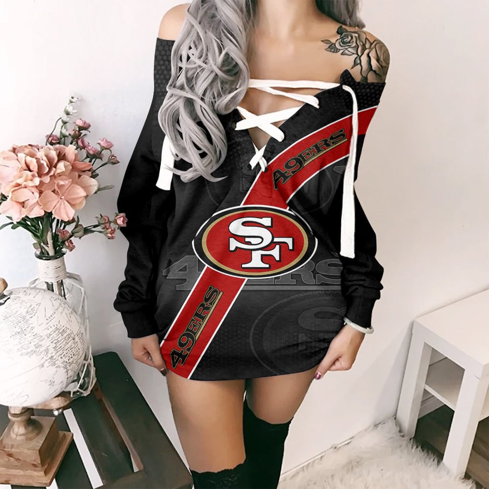 San Francisco 49ers Personalized Lace-Up Sweatshirt BGLU091