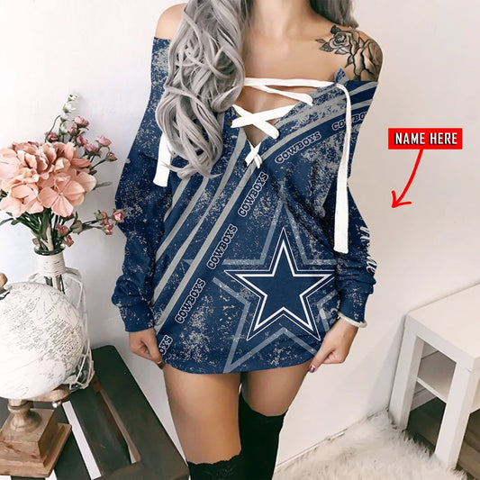 Dallas Cowboys Personalized  Lace-Up Sweatshirt BGLU101