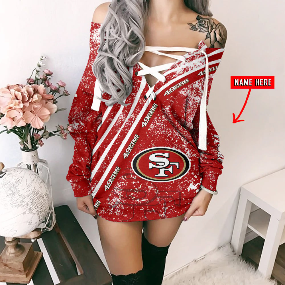 San Francisco 49ers Personalized  Lace-Up Sweatshirt BGLU097