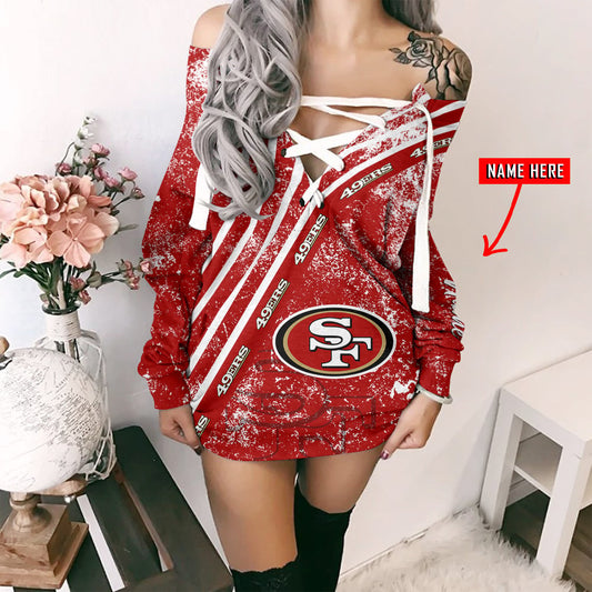 San Francisco 49ers Personalized  Lace-Up Sweatshirt BGLU097