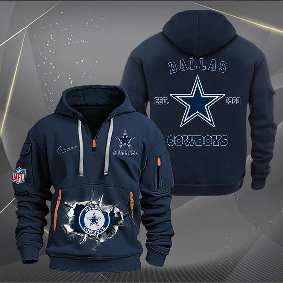 Dallas Cowboys  New Personalized Quarter Zip Hoodie Limited Edition AZBTQZH000132