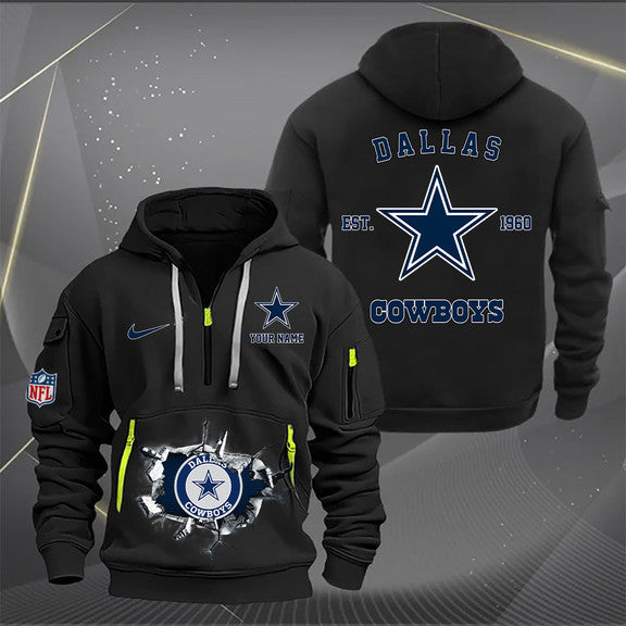 Dallas Cowboys  New Personalized Quarter Zip Hoodie Limited Edition AZBTQZH000132