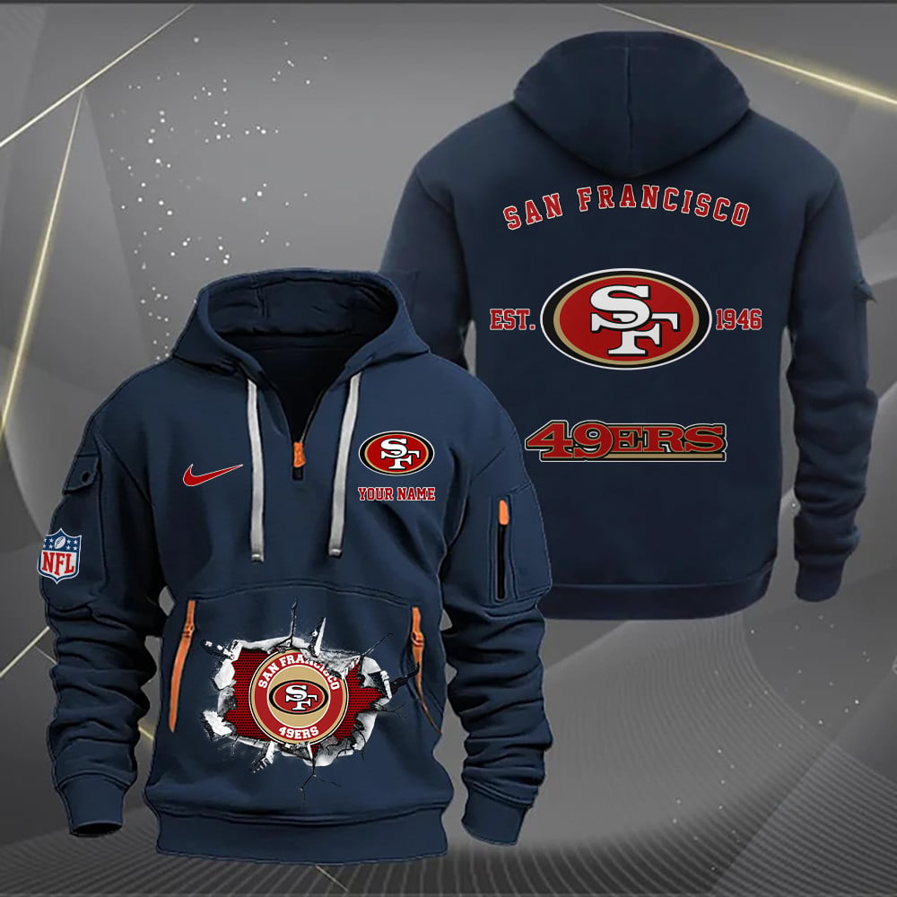 San Francisco 49ers New Personalized Quarter Zip Hoodie Limited Edition AZBTQZH000130